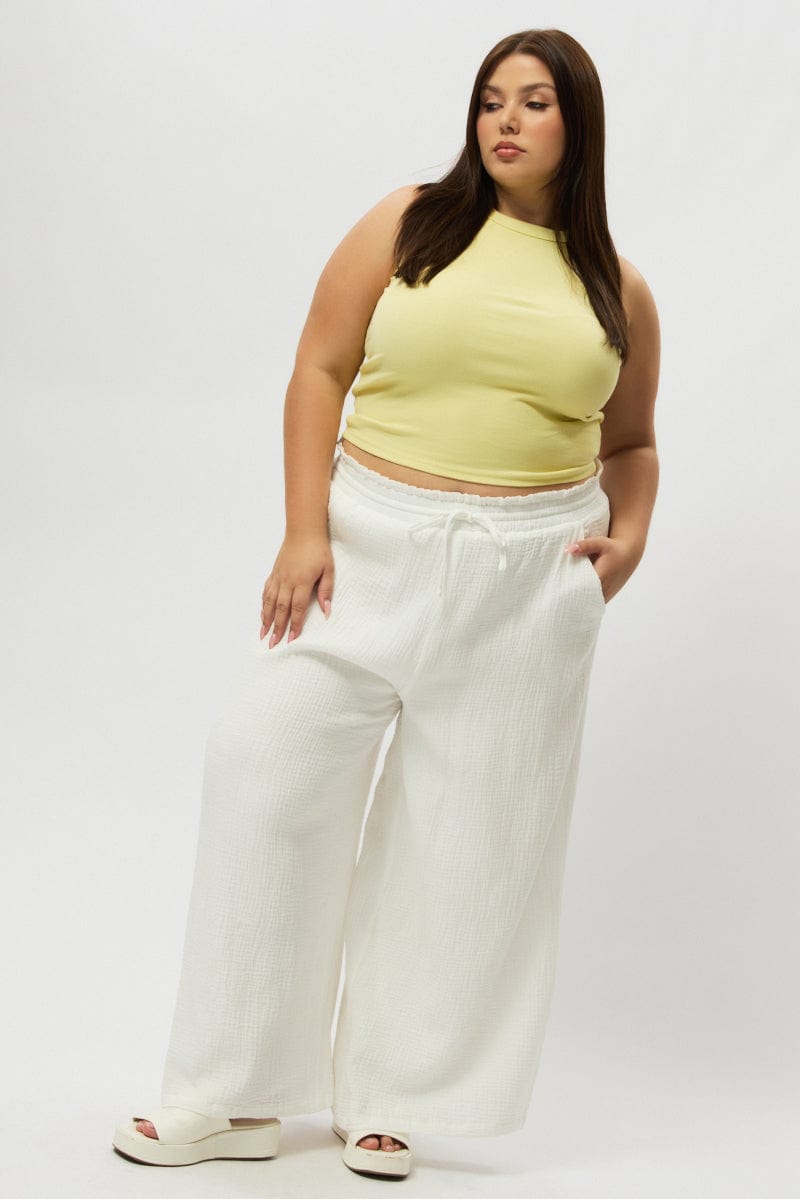 Yellow Tank Top Crew Neck Rib for YouandAll Fashion