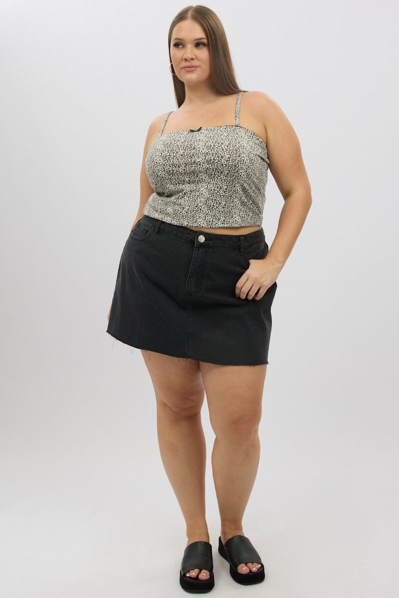 Brown Animal Print Singlet Top Sleeveless for YouandAll Fashion