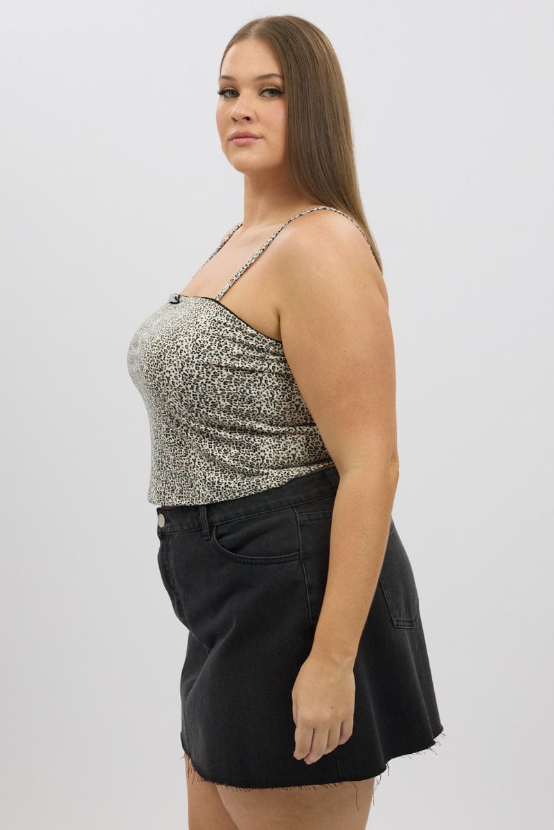 Brown Animal Print Singlet Top Sleeveless for YouandAll Fashion