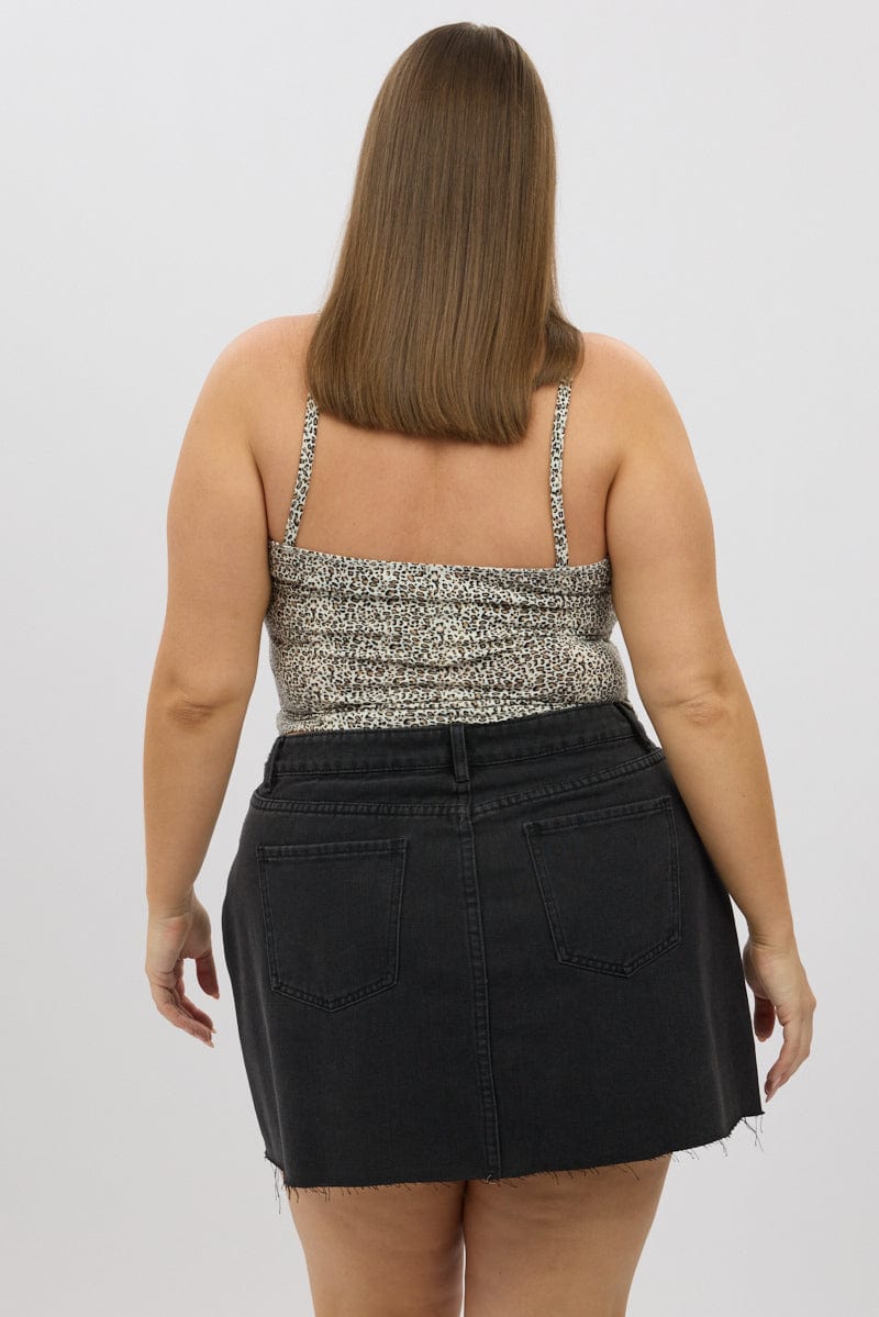 Brown Animal Print Singlet Top Sleeveless for YouandAll Fashion