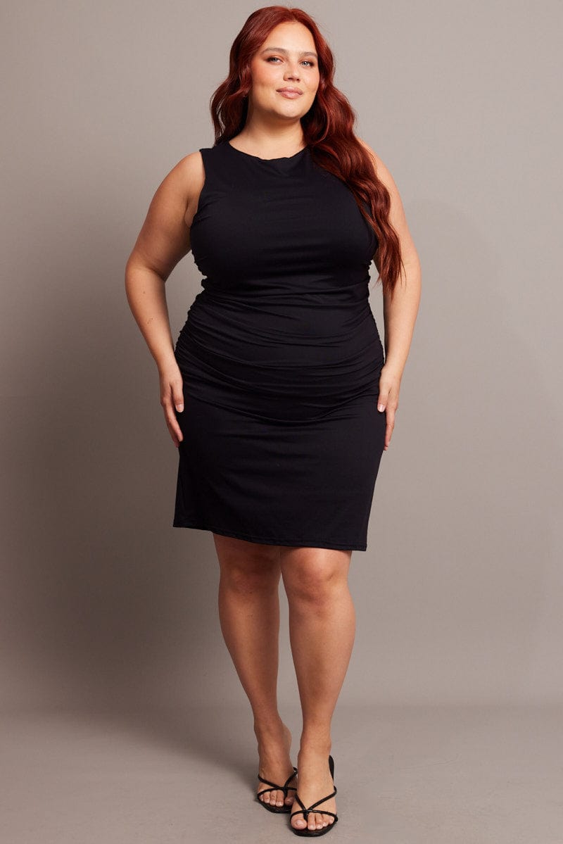 Black Mini Dress Sleeveless Crew Neck Supersoft | You & All Black Mini Dress Sleeveless Crew Neck Supersoft | You & All