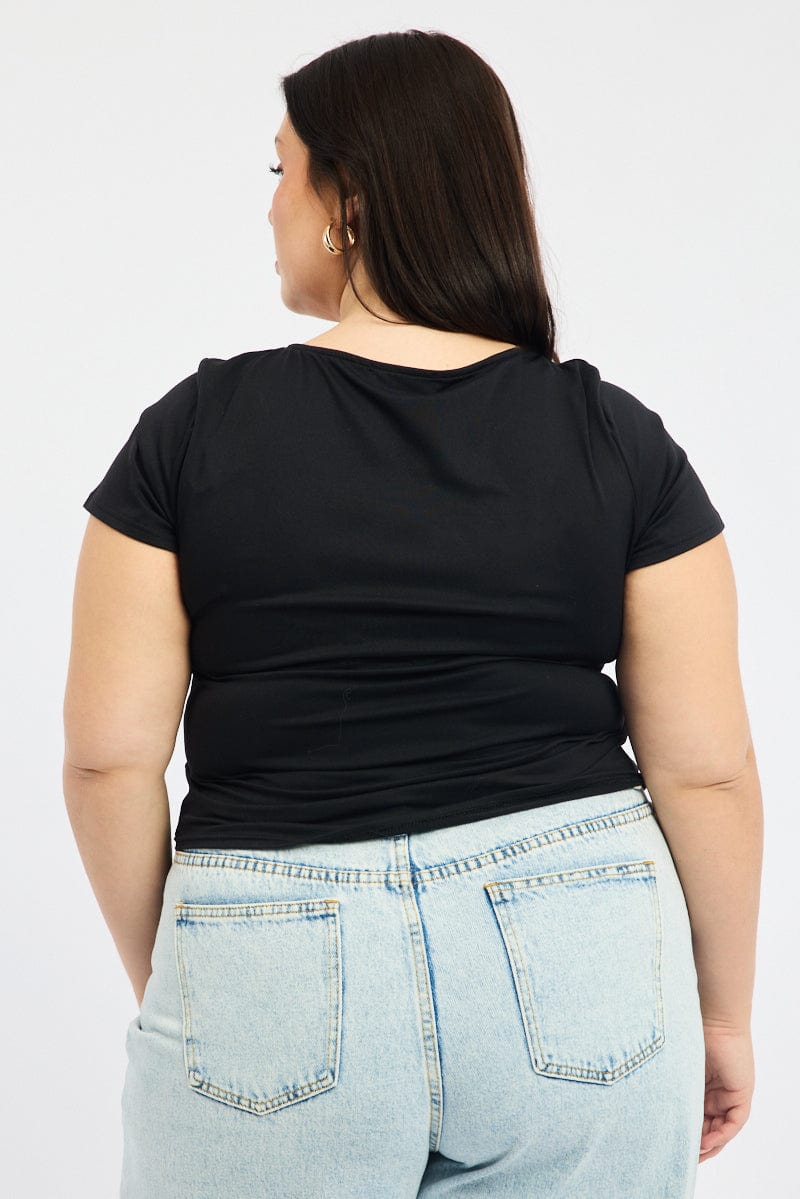 Black Supersoft Top Short Sleeve Scoop Neck for YouandAll Fashion