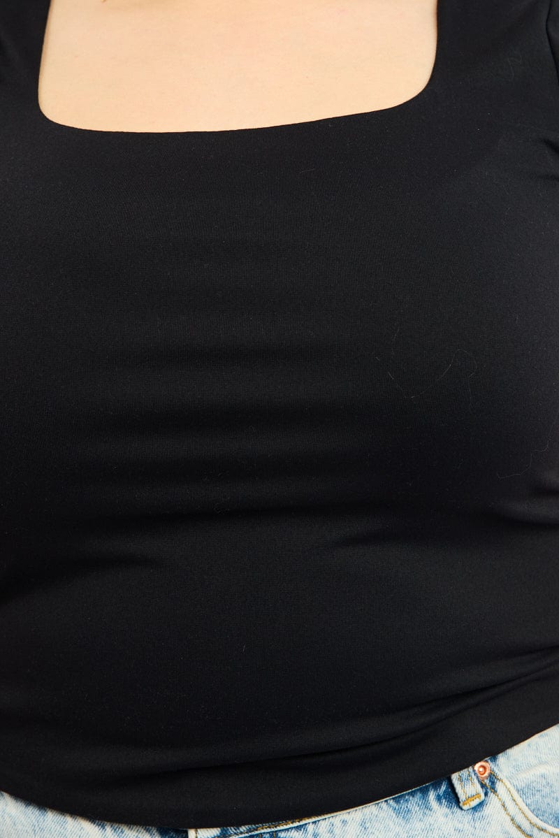 Black Supersoft Top Short Sleeve Scoop Neck for YouandAll Fashion