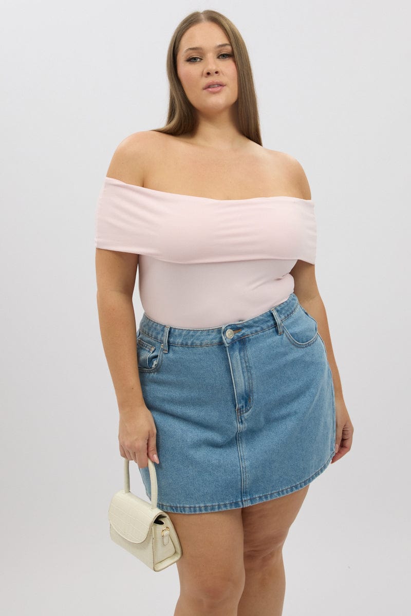 Pink Top Off Shoulder Short Sleeve Supersoft for YouandAll Fashion