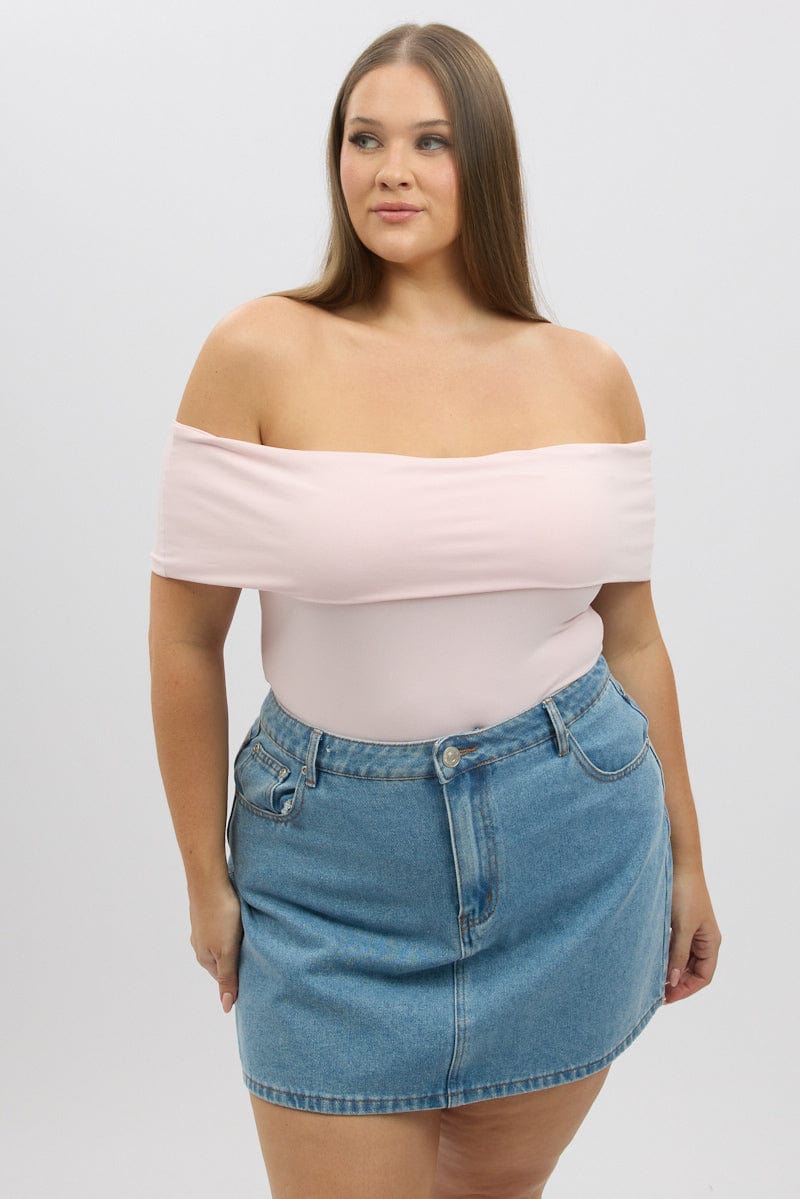 Pink Top Off Shoulder Short Sleeve Supersoft for YouandAll Fashion