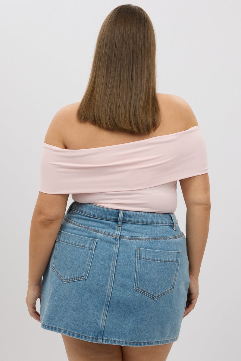 Pink Top Off Shoulder Short Sleeve Supersoft for YouandAll Fashion