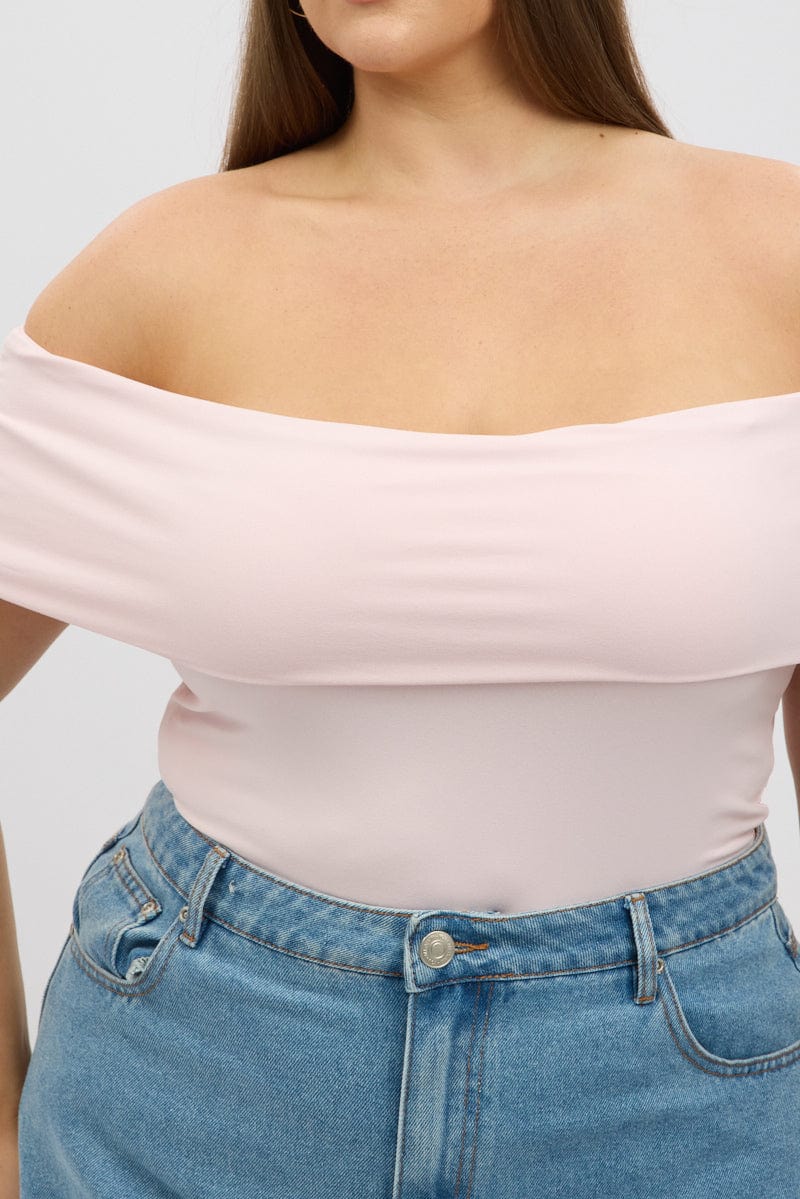 Pink Top Off Shoulder Short Sleeve Supersoft for YouandAll Fashion