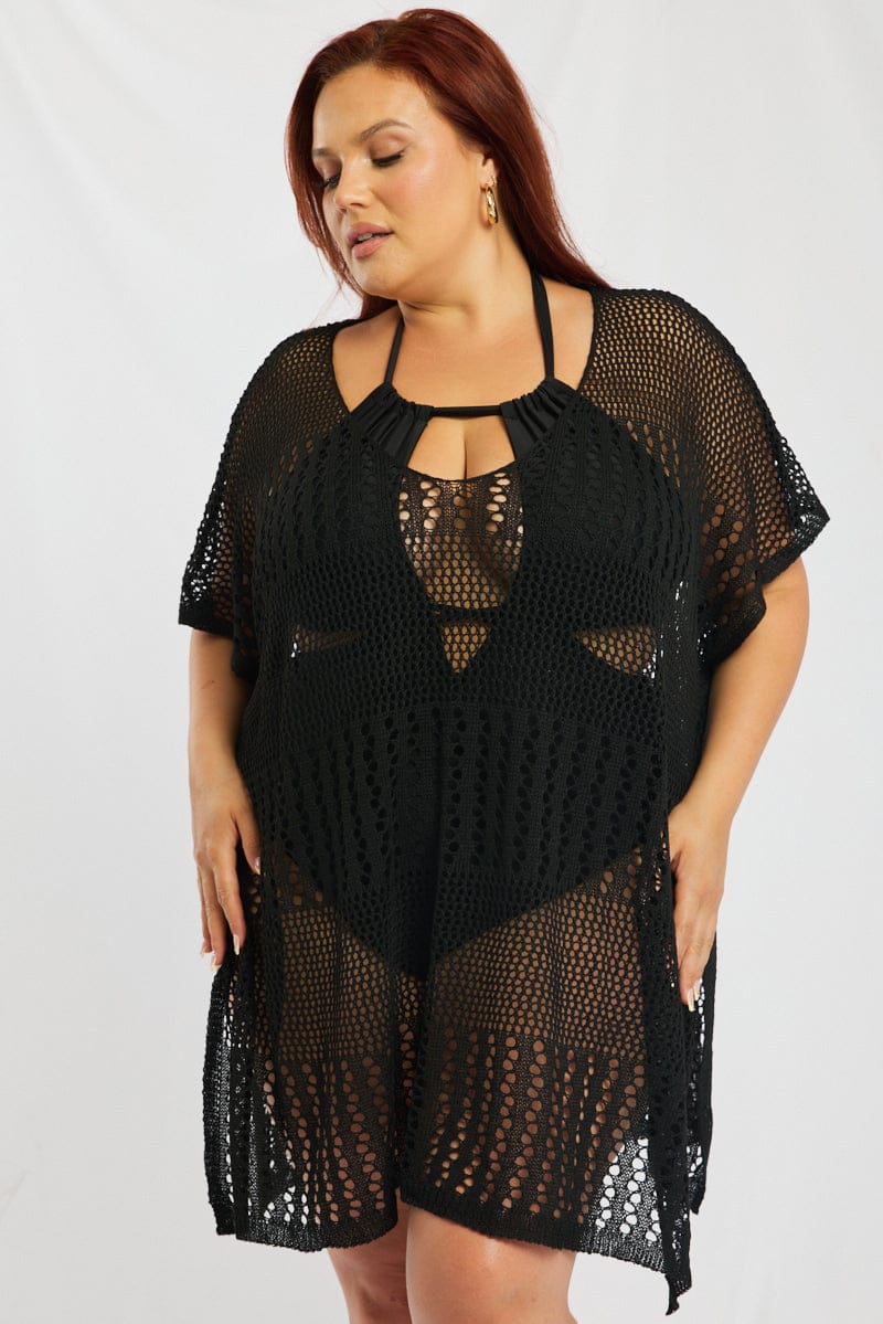 h&m gold beach dress Black Oversized Beach Dress Cover Up