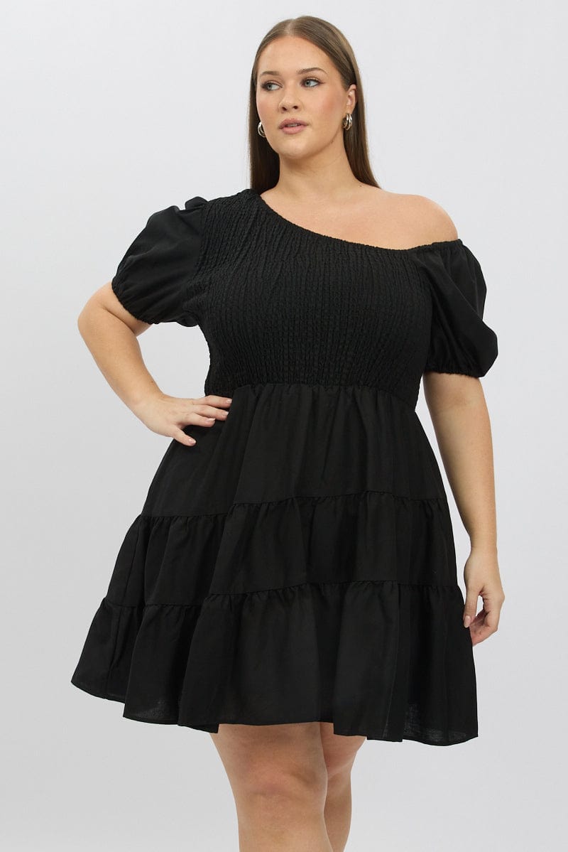 Black Asymmetric Minidress for YouandAll Fashion