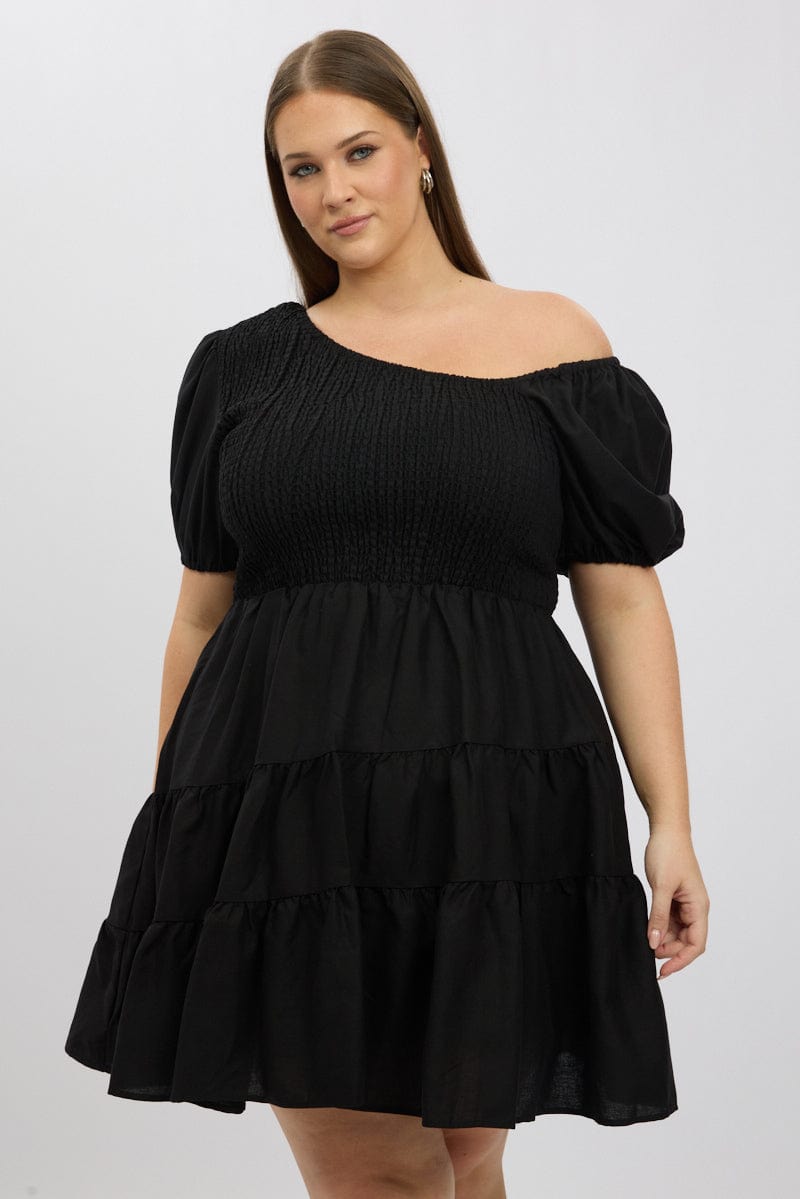 Black Asymmetric Minidress for YouandAll Fashion