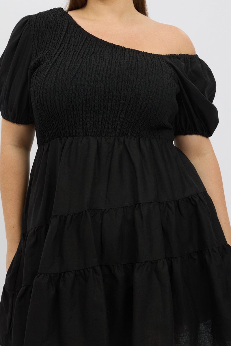 Black Asymmetric Minidress for YouandAll Fashion