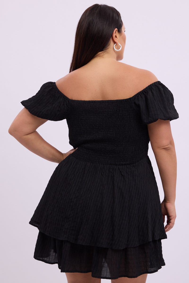 Black Sweetheart Neck Lace Trim Minidress for YouandAll Fashion