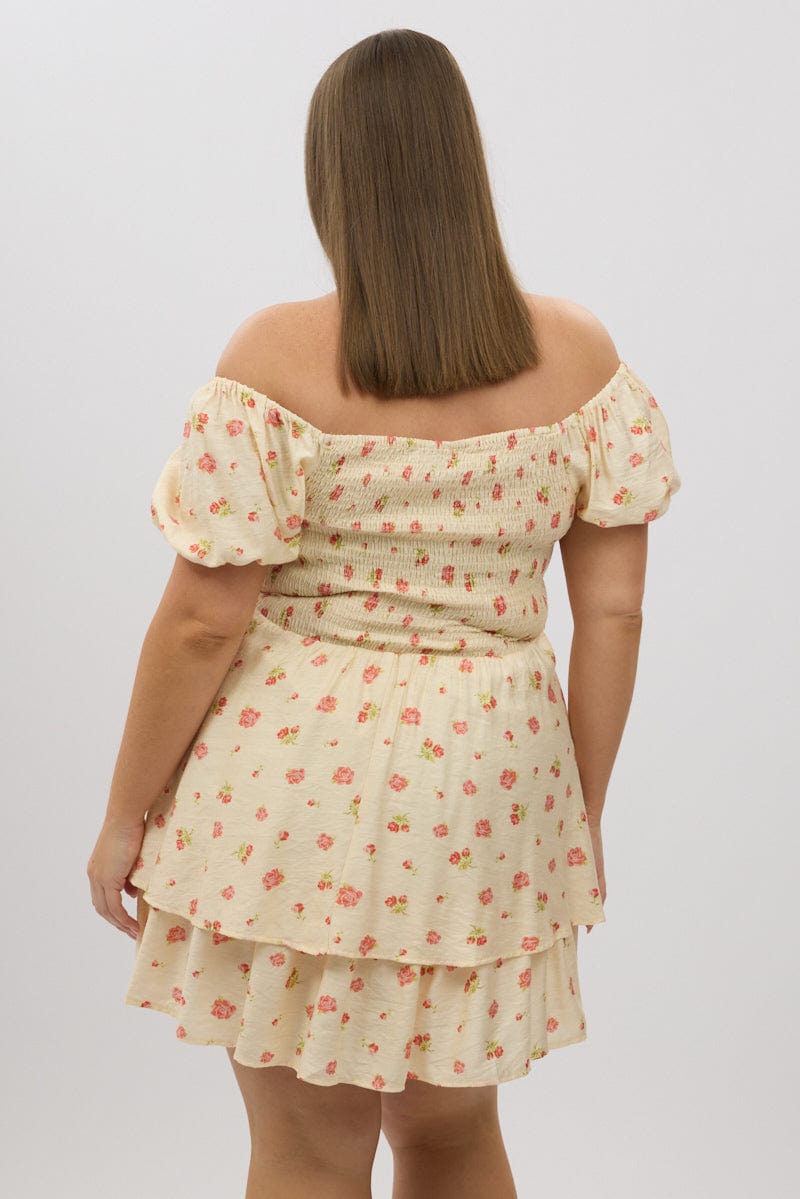 Pink Floral Sweetheart Neck Lace Trim Minidress for YouandAll Fashion