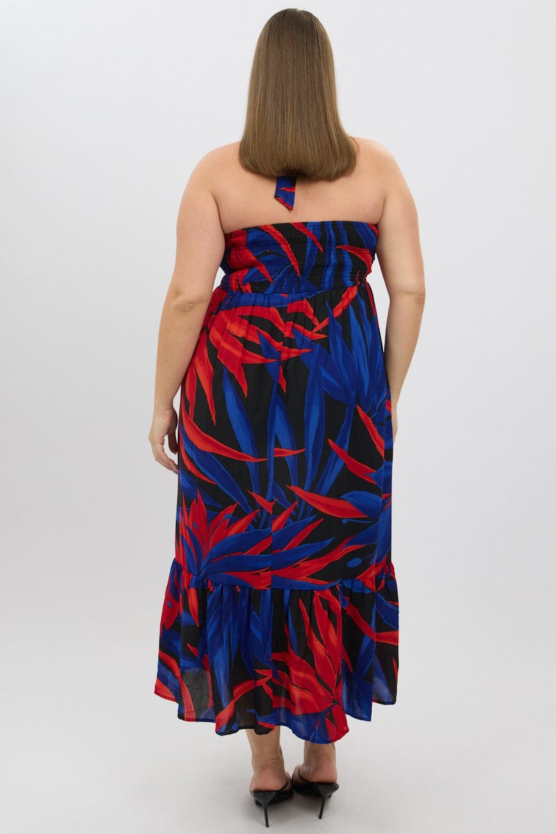 Black Floral Halter Dress Sleeveless Tiered for YouandAll Fashion