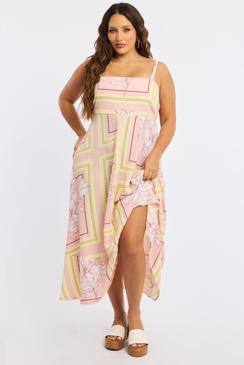 white midi v neck dress Rihoas Puff Sleeve V-Neck Midi Dress