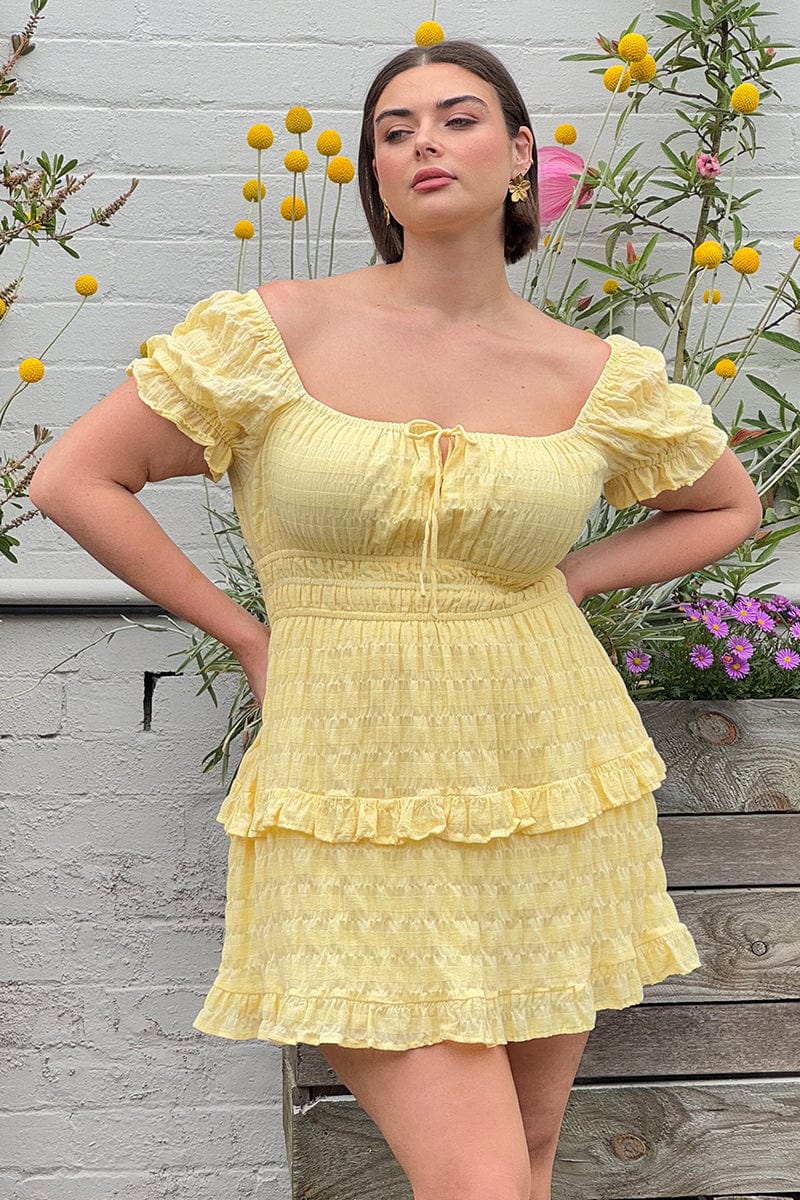 Yellow Skater Dress Short Sleeve Yellow Skater Dress Short Sleeve