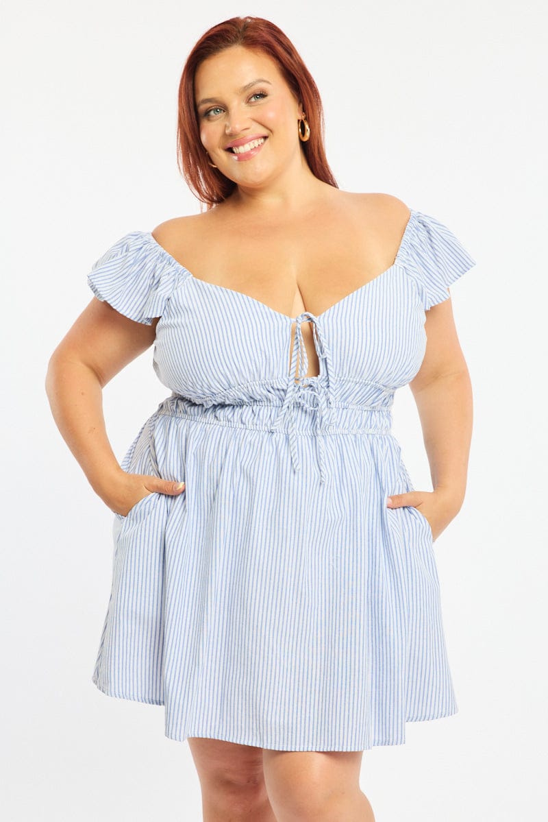 blue and white striped skater dress Mardi Gras Ladies Tie Dye Dress XL main image 0