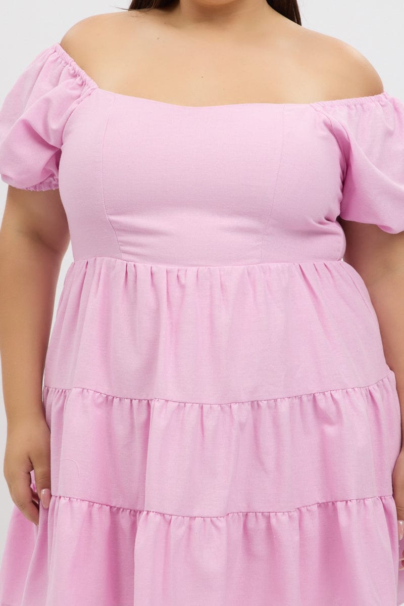 Pink Puff Sleeve Sweetheart Neck Mini Dress for YouandAll Fashion