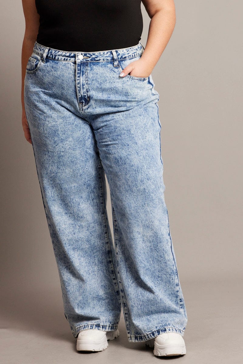 Denim Wide Leg Jeans High Rise You All - Main Image