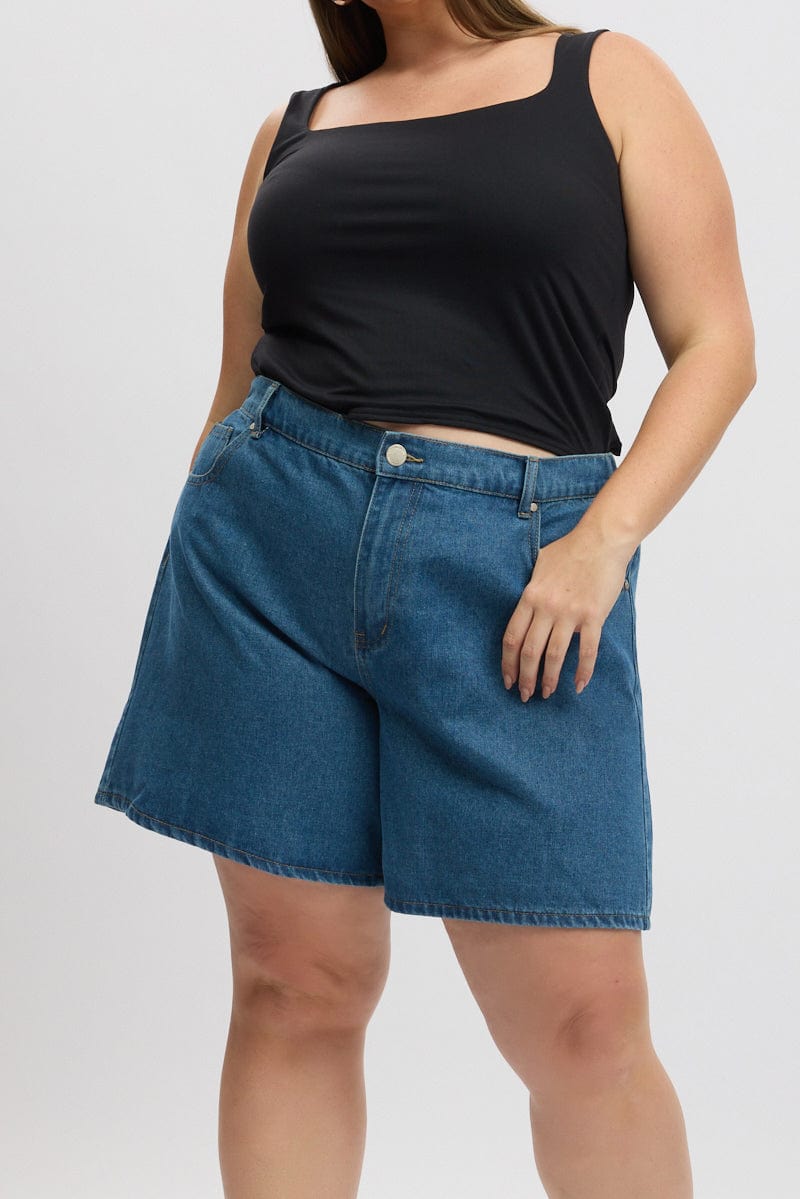 Denim Relaxed Shorts High Rise for YouandAll Fashion