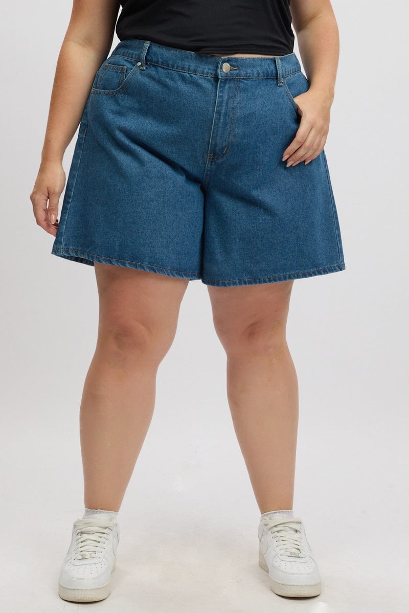 Denim Relaxed Shorts High Rise for YouandAll Fashion