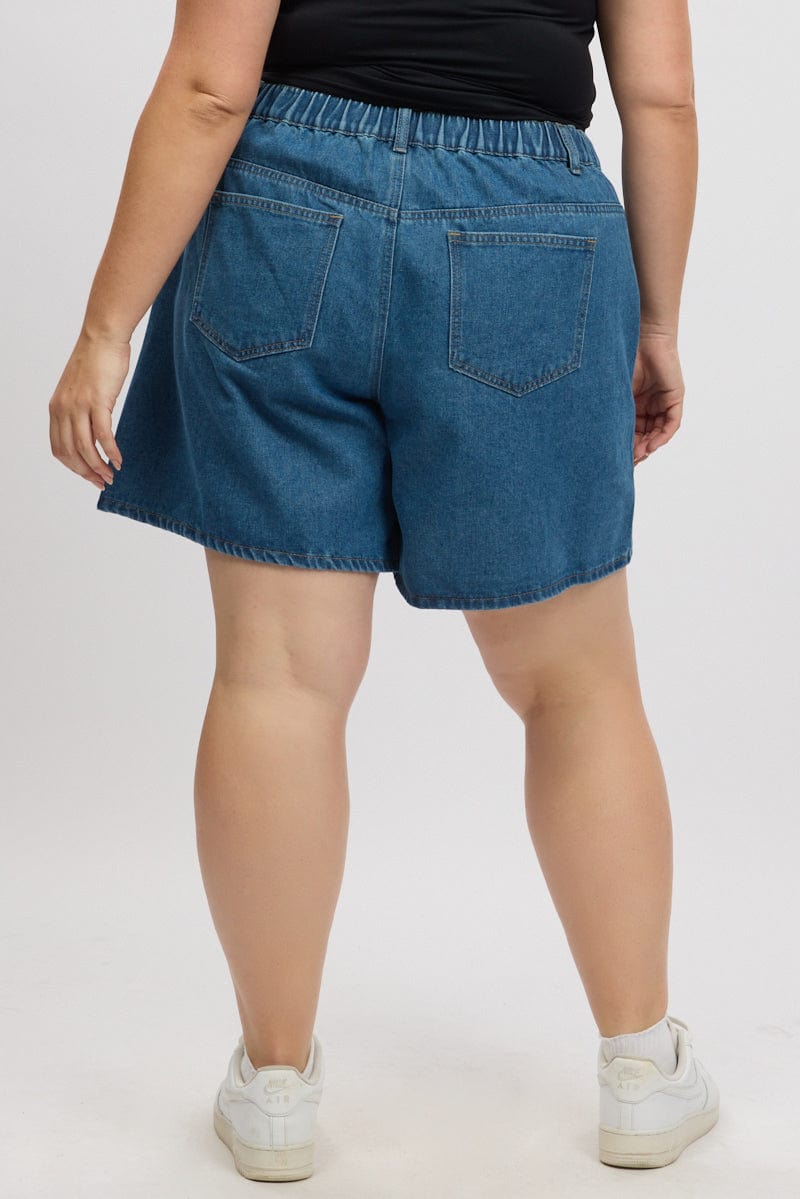 Denim Relaxed Shorts High Rise for YouandAll Fashion
