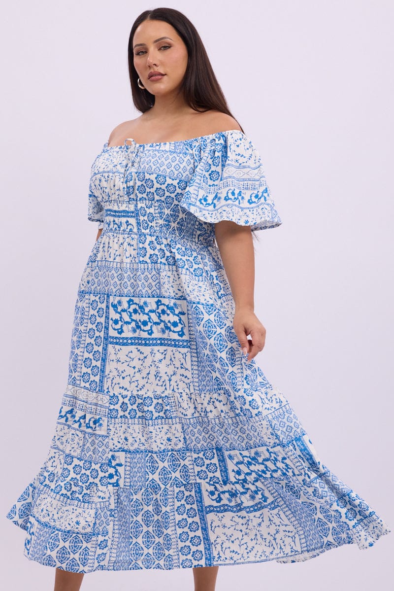 White Boho Maxi Dress Short Sleeve Ruched Bust Linen Blend for YouandAll Fashion