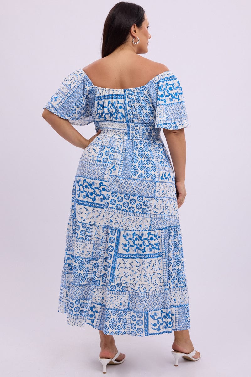 White Boho Maxi Dress Short Sleeve Ruched Bust Linen Blend for YouandAll Fashion