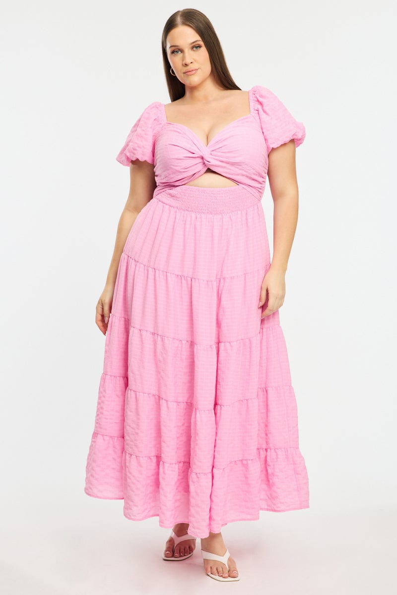chinese dress ladies Pink Short Sleeve 3/4 Length NightGown Cotton Interlock, MadeInTheUSA main image 1
