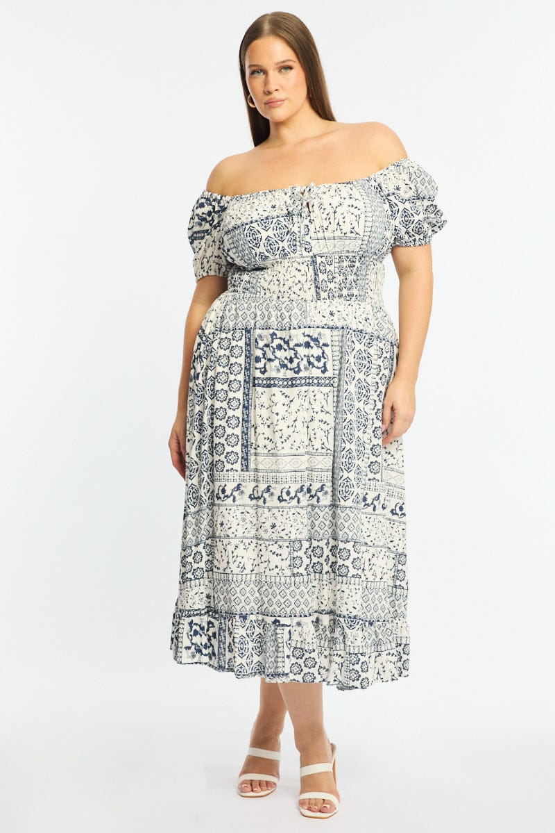 Blue Boho Maxi Dress Short Sleeve Linen Blend | You & All Blue Boho Maxi Dress Short Sleeve Linen Blend | You & All