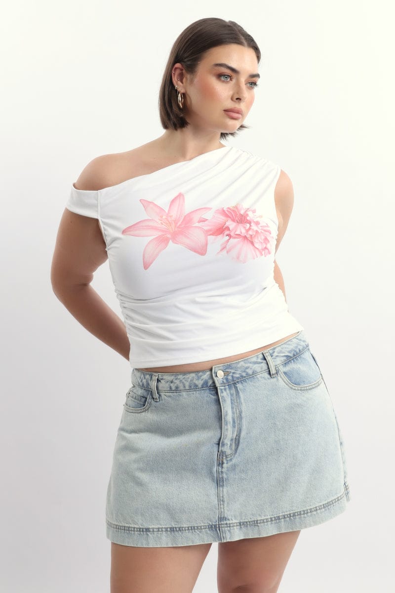 White One Shoulder Top Supersoft for YouandAll Fashion