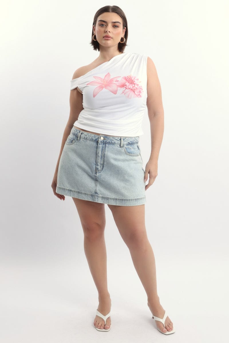 White One Shoulder Top Supersoft for YouandAll Fashion