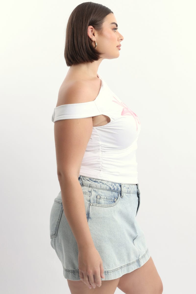 White One Shoulder Top Supersoft for YouandAll Fashion