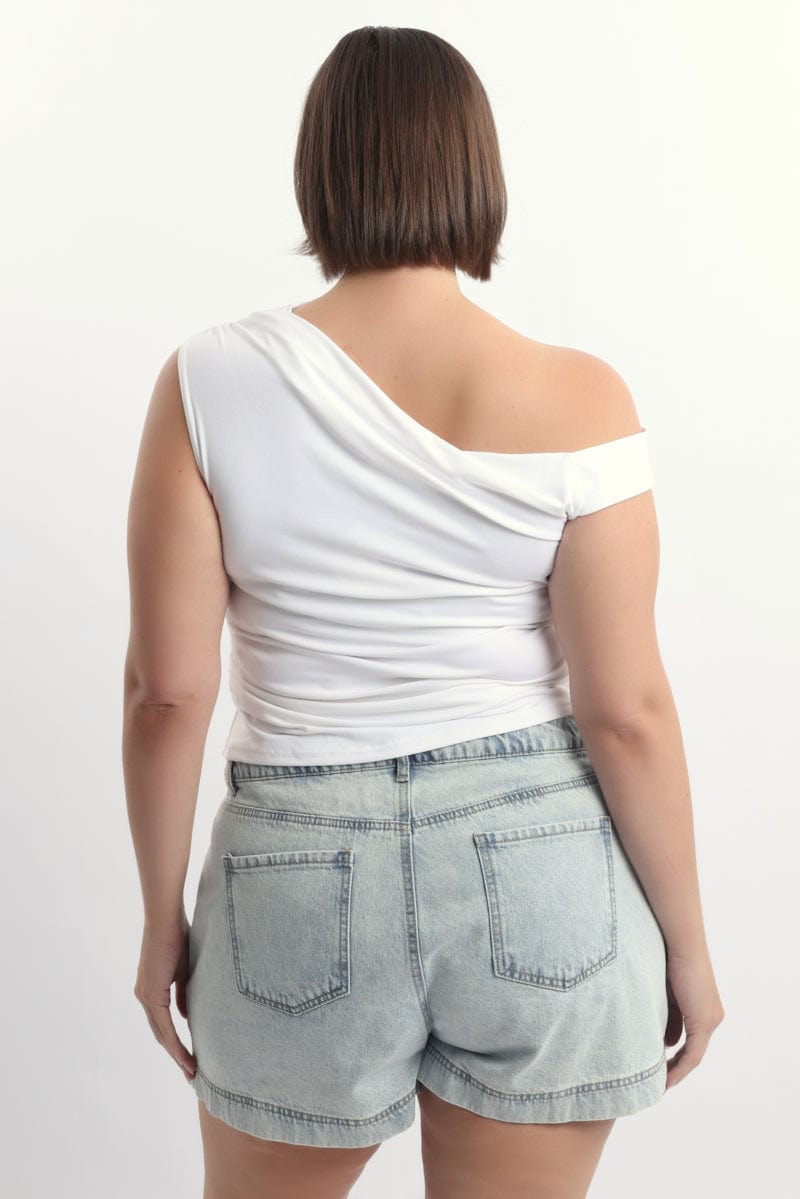 White One Shoulder Top Supersoft for YouandAll Fashion