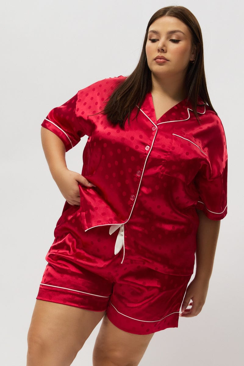Nightwear Plus Size Satin Pajama Short Sets BLVB Women's Plus Size