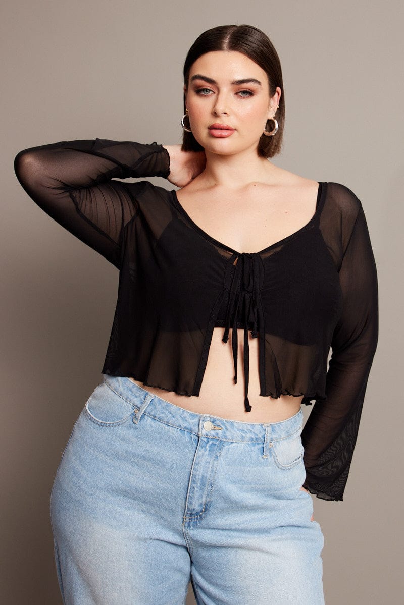 Black Mesh Bolero Tie Jacket You All