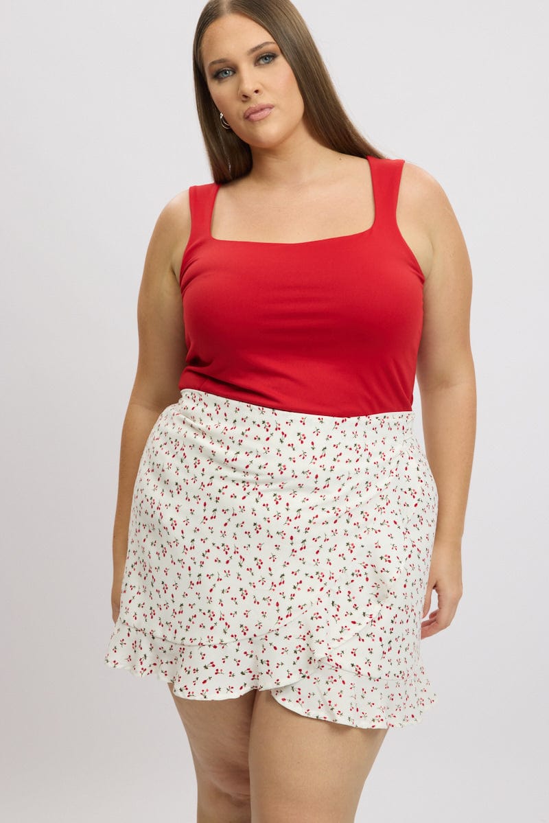 Red Check Wrap Gingham Mini Skirt for YouandAll Fashion