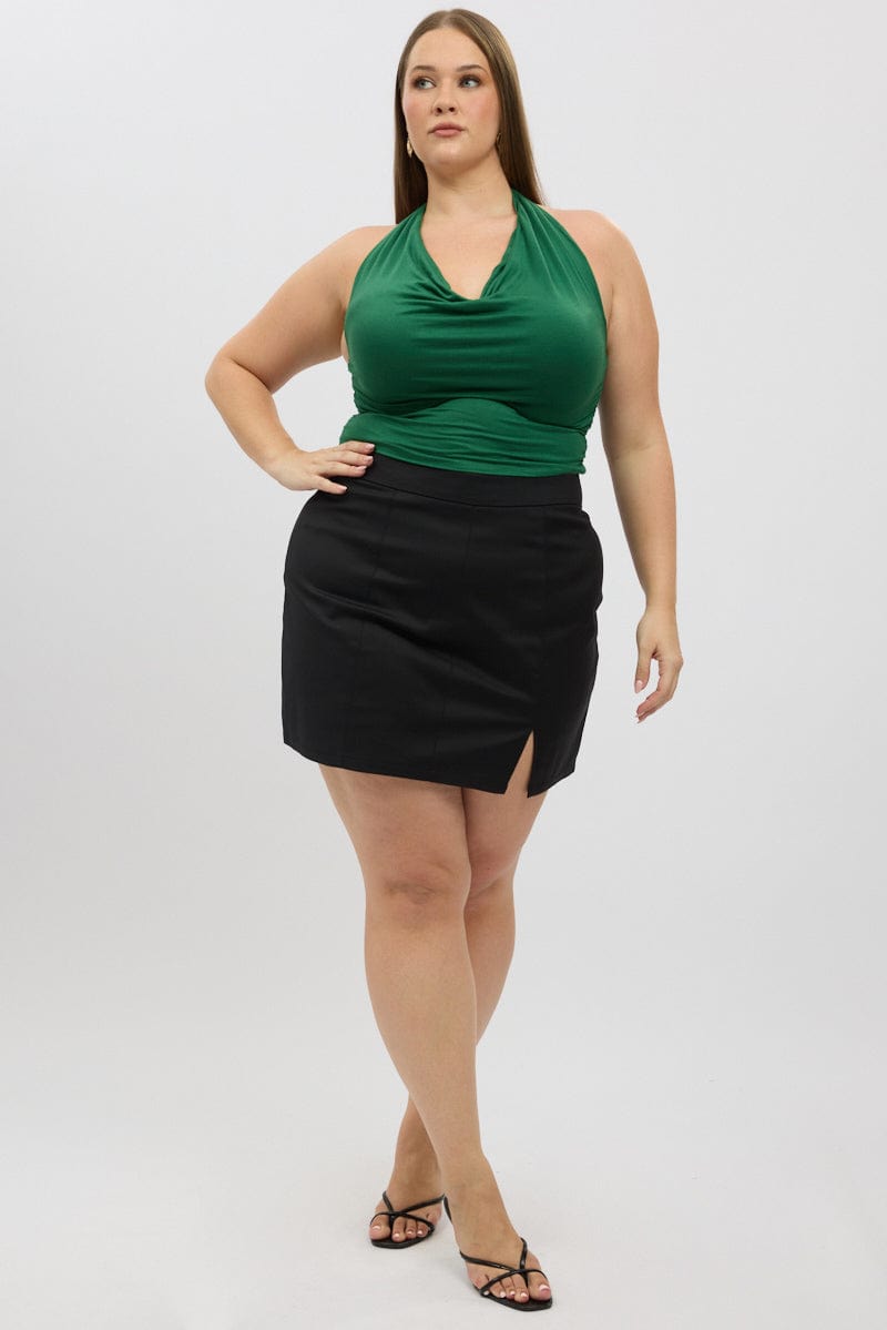 Black Mini Skirt Stitch Seam Detail for YouandAll Fashion