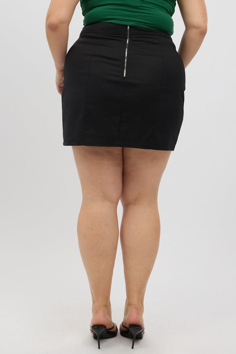 Black Mini Skirt Stitch Seam Detail for YouandAll Fashion