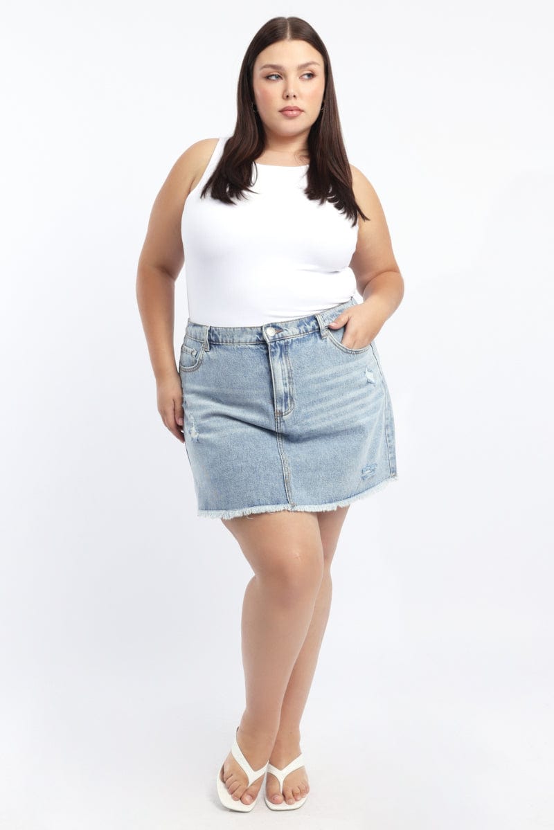 Denim Acid Wash Elastic Back Mini Skirt for YouandAll Fashion