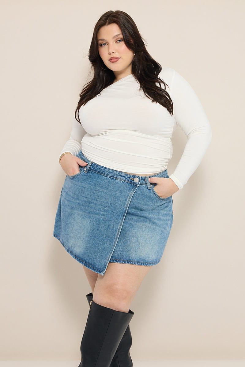 Denim Asymmetric Denim Skirt for YouandAll Fashion