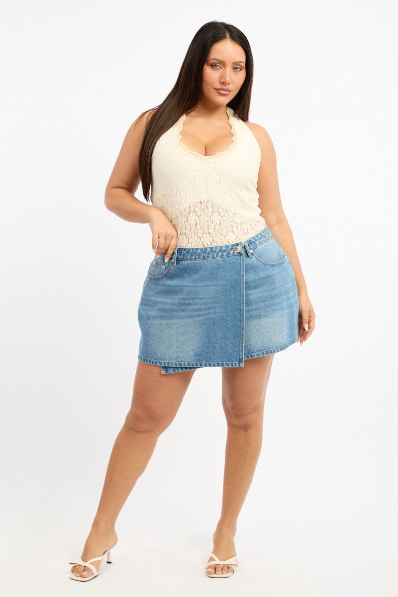 Denim Asymmetric Denim Skirt for YouandAll Fashion