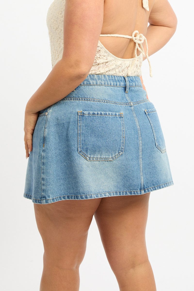 Denim Asymmetric Denim Skirt for YouandAll Fashion