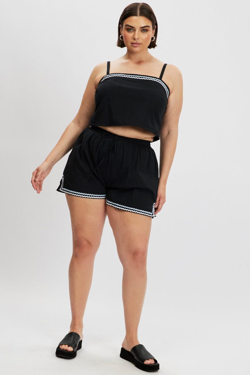 Black Cami Top Crop Ric Rac for YouandAll Fashion