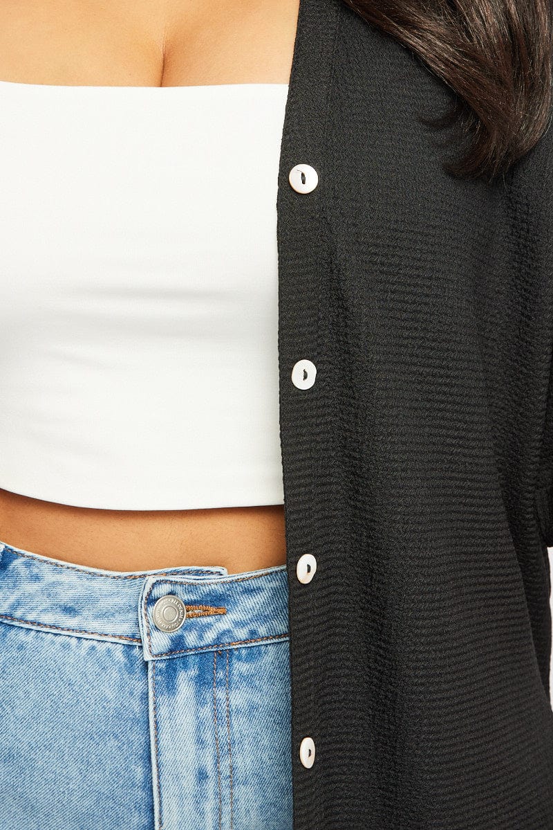 Black Textured Shirt Short Sleeve for YouandAll Fashion