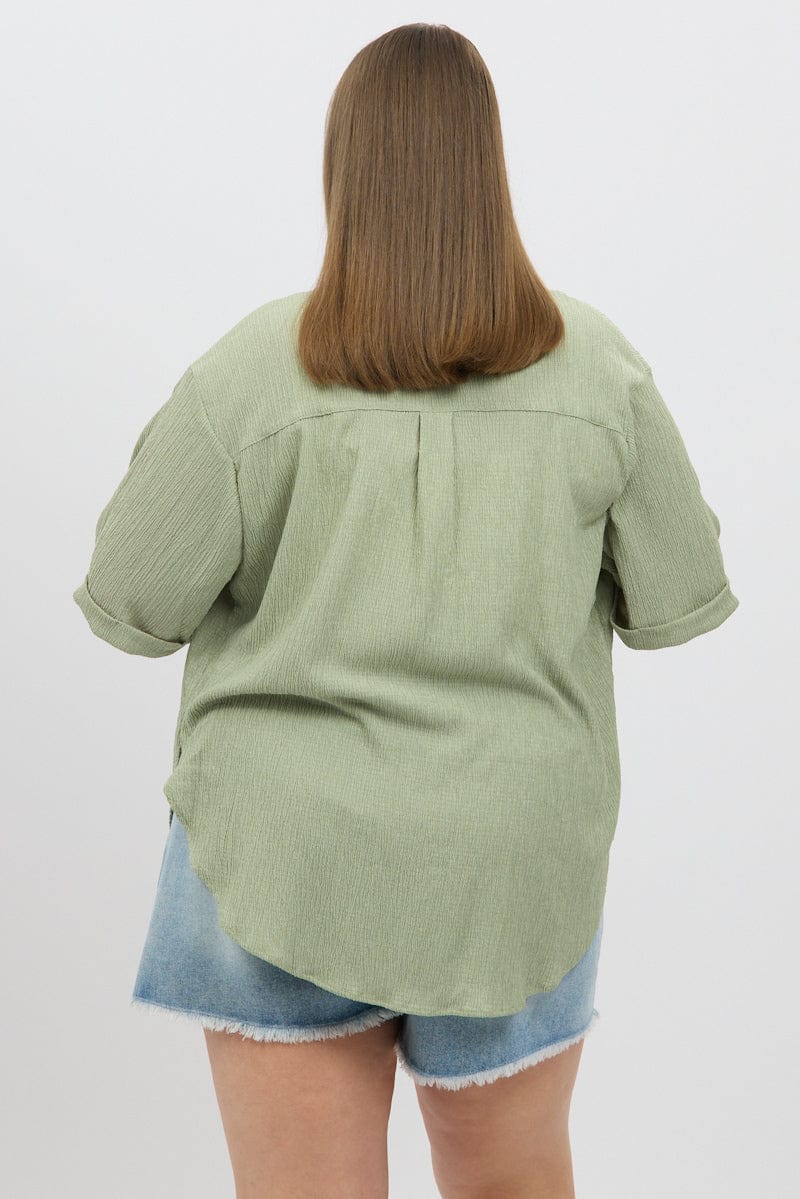 Green Textured Shirt Short Sleeve for YouandAll Fashion