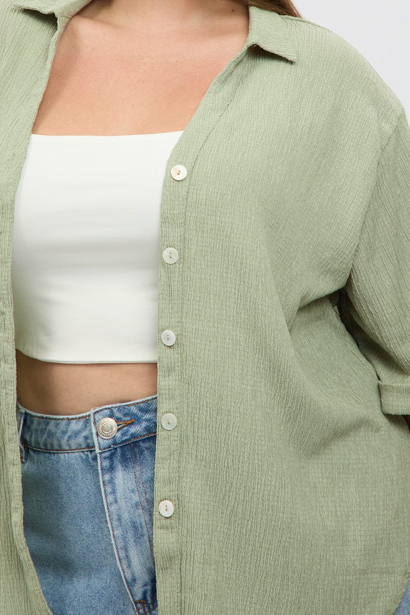 Green Textured Shirt Short Sleeve for YouandAll Fashion