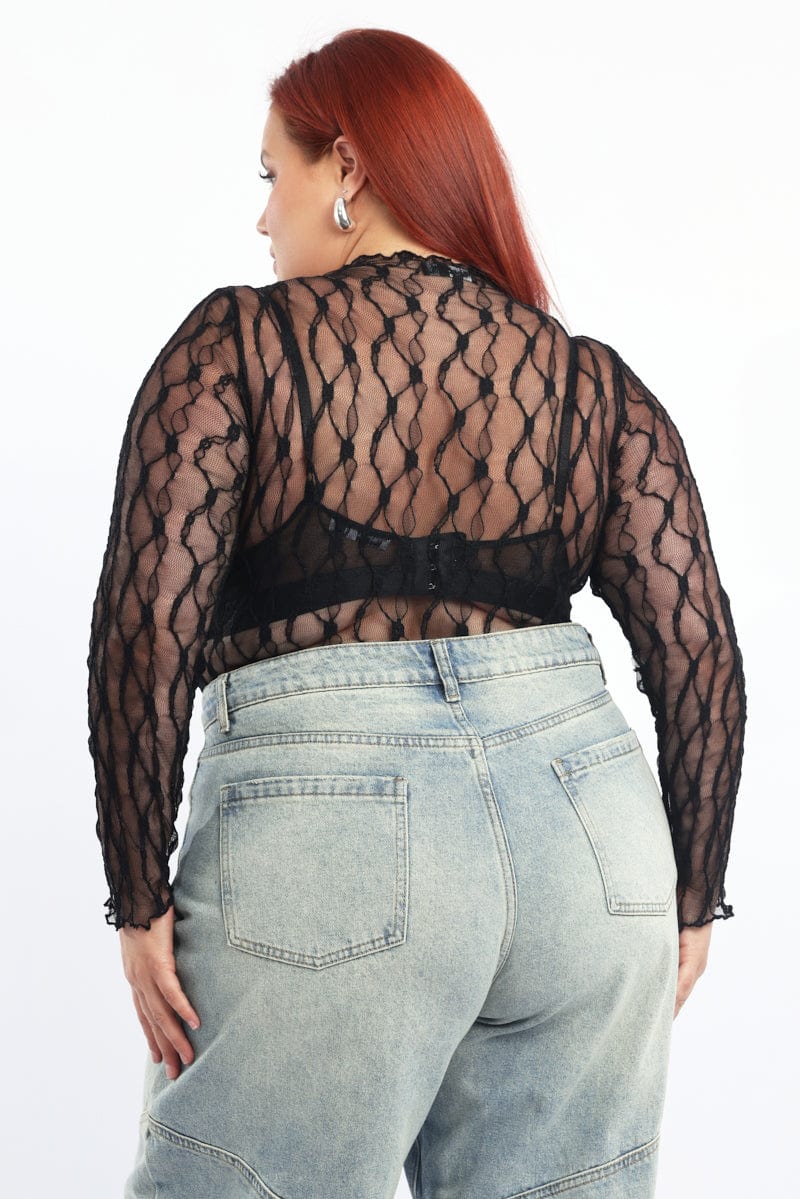 Black Bodysuit Long Sleeve Lace for YouandAll Fashion