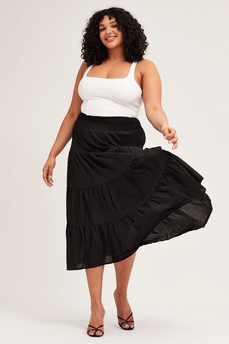 Black Maxi Skirt Cotton Blend Tie You All - Main Image