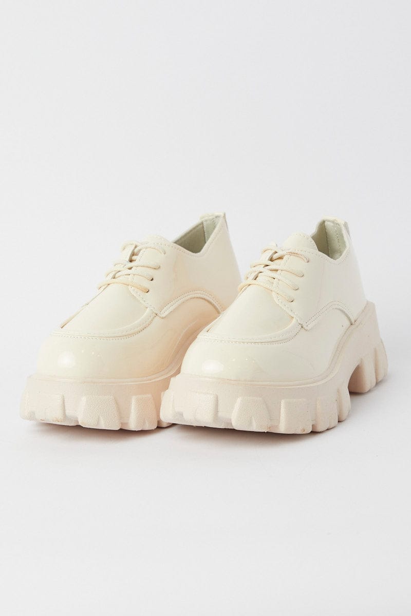 White Chunky Sole Flat Loafers You All